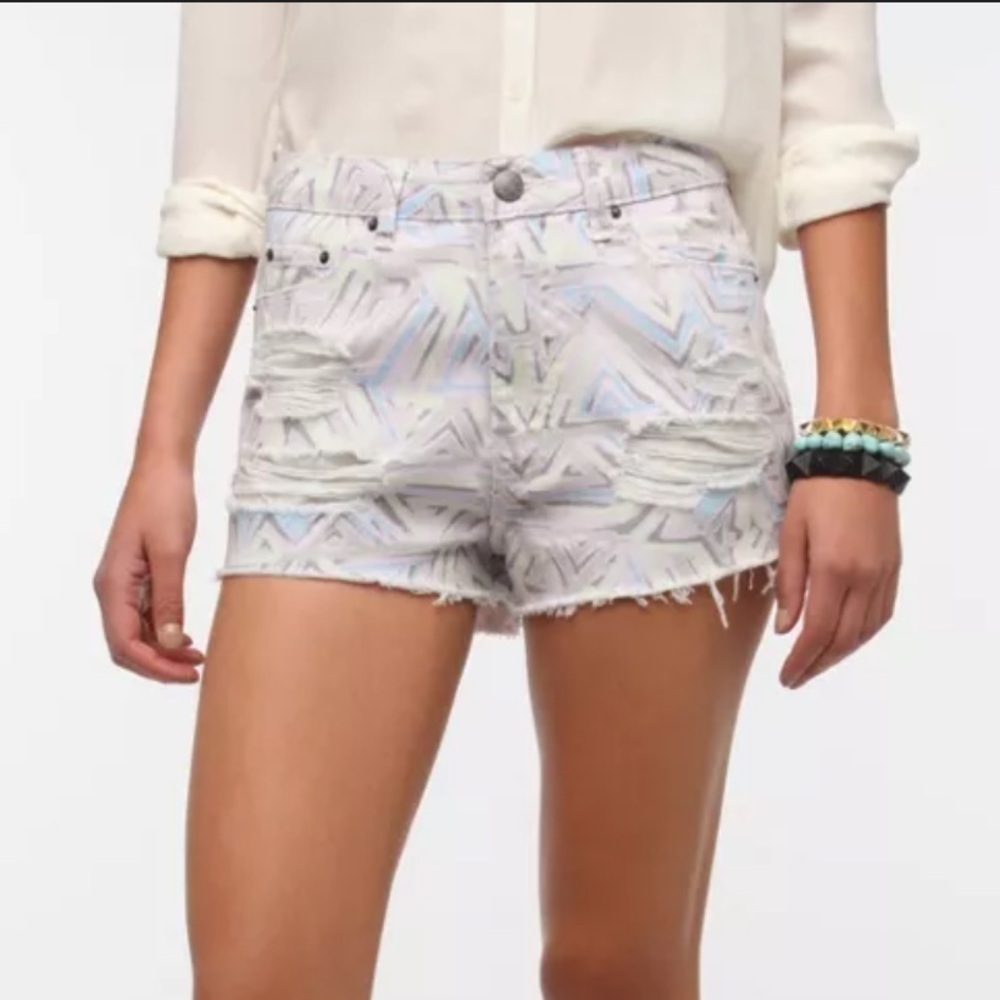 BDG Urban Outfitters Blue Purple Dree Patterned High Rise Cheeky Shorts Size 28